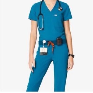 FIGS- Alps blue High waisted Livingston basic scrub pants